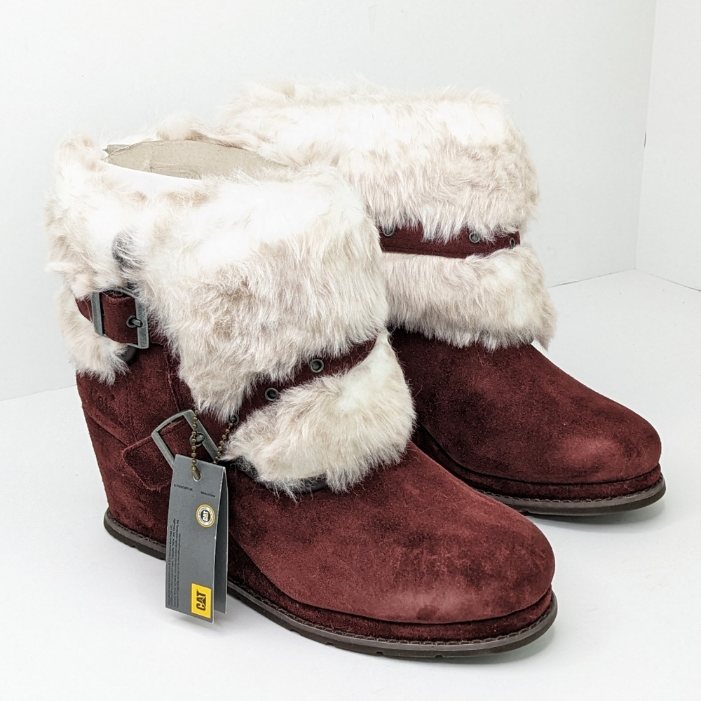 Caterpillar Boisterous Fur Boots, Brandy, Women's 10